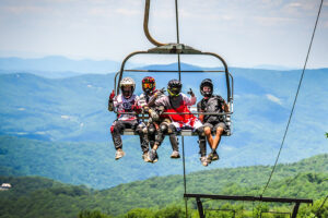 Summer chairlift ride at Beech Mountain Resort near Banner Elk NC