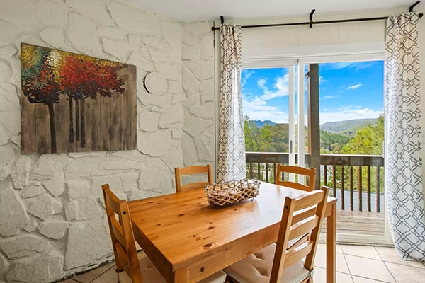 Dining area with views of Blue Ridge Mountains