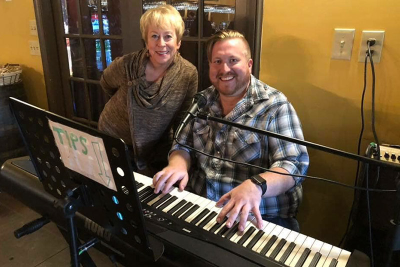 John Merritt plays the keyboard at a gig in North Carolina