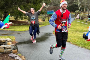 Runners wear festive attire during the Reindeer Run 5K in Banner Elk