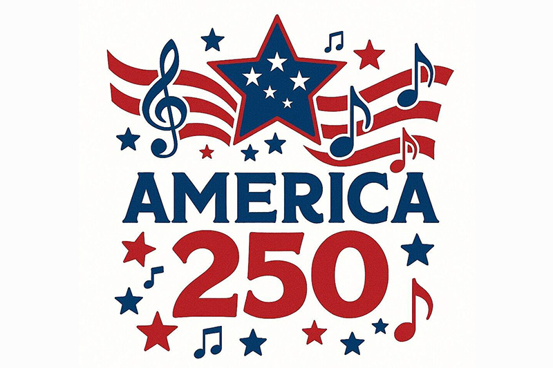 Patriotic stars and stripes design for the musical, America 250