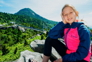 Beautiful view of the mile high swinging bridge at Grandfather Mountain