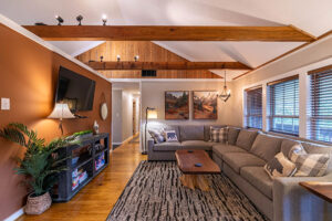 This vacation home features a mid-century modern interior and is walking distance to Banner Elk