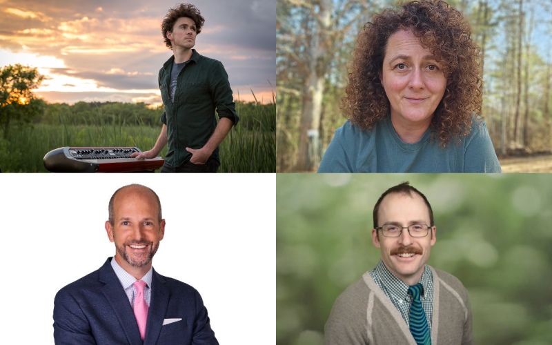Performer Ben Cosgrove, wildlife biologist Marquette Crockett, geologist Philip Prince, meteorologist Brad Panovich