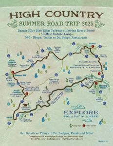 Map of a 50-mile scenic driving tour in NC mountains