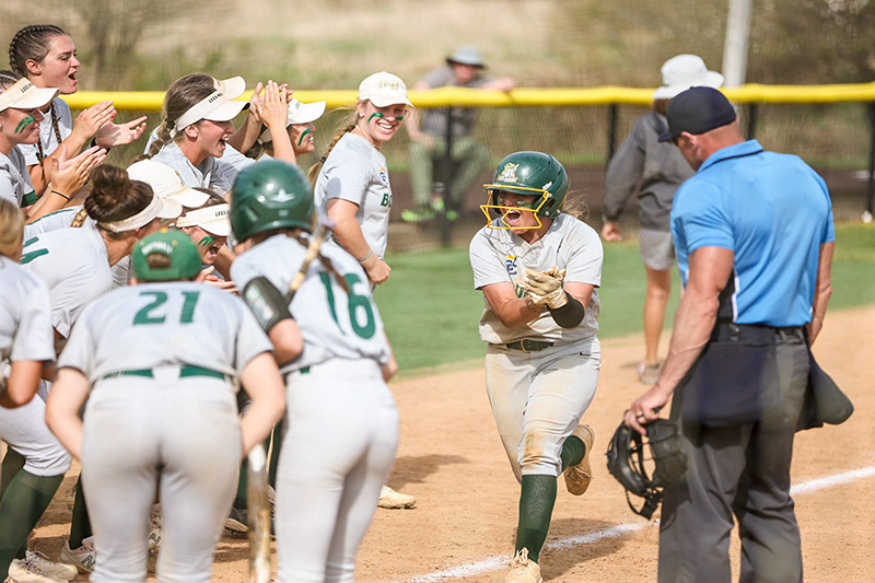 Lees-McRae softball team celebration.