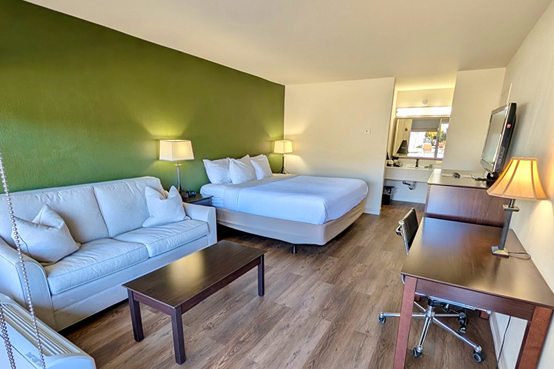 Beautiful interior of a guest room, with hardwood floors, at The Lodge at Banner Elk