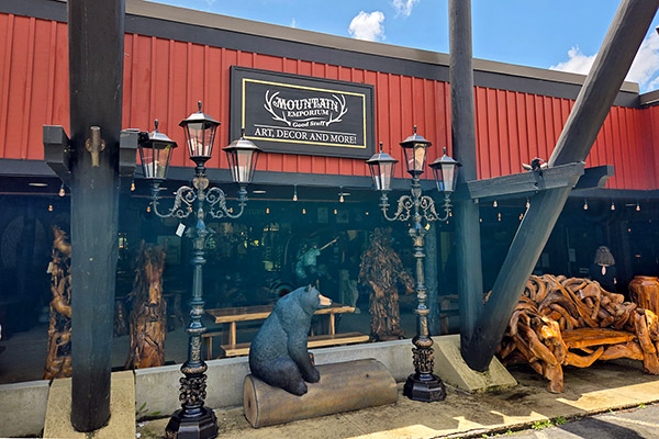The rustic exterior of Mountain Emporium in Banner Elk