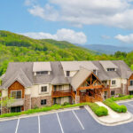Aerial view of NC mountain vacation condo with view
