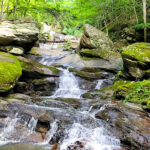 Shaded waterfall near Banner Elk in the North Carolina mountains