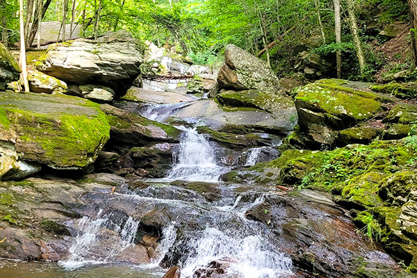 Shaded waterfall near Banner Elk in the North Carolina mountains