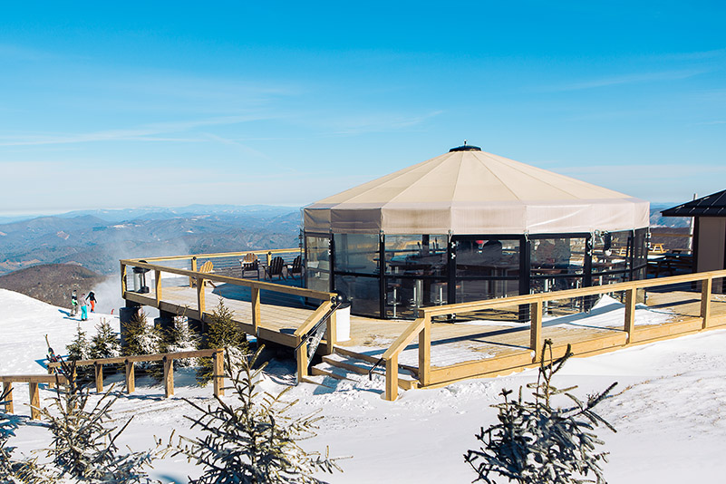 Skybar atop the slopes at Beech Mountain Ski Resort beside Banner Elk NC