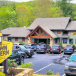 Rustic wood exterior of Town Tavern in Banner Elk in the NC High Country