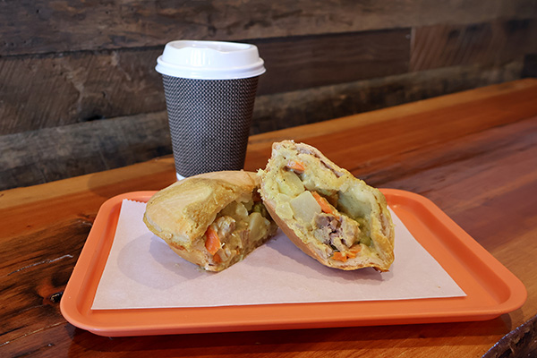 Photo of a savory pie cut in half at High Country Pie Co.