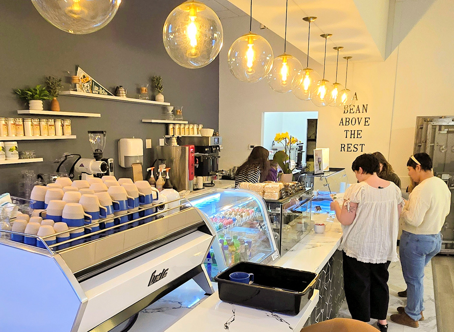 Customers place an order at Waterbean Coffee in downtown Banner Elk