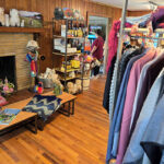 Clothes and accessories on display at Apple Hill Outpost